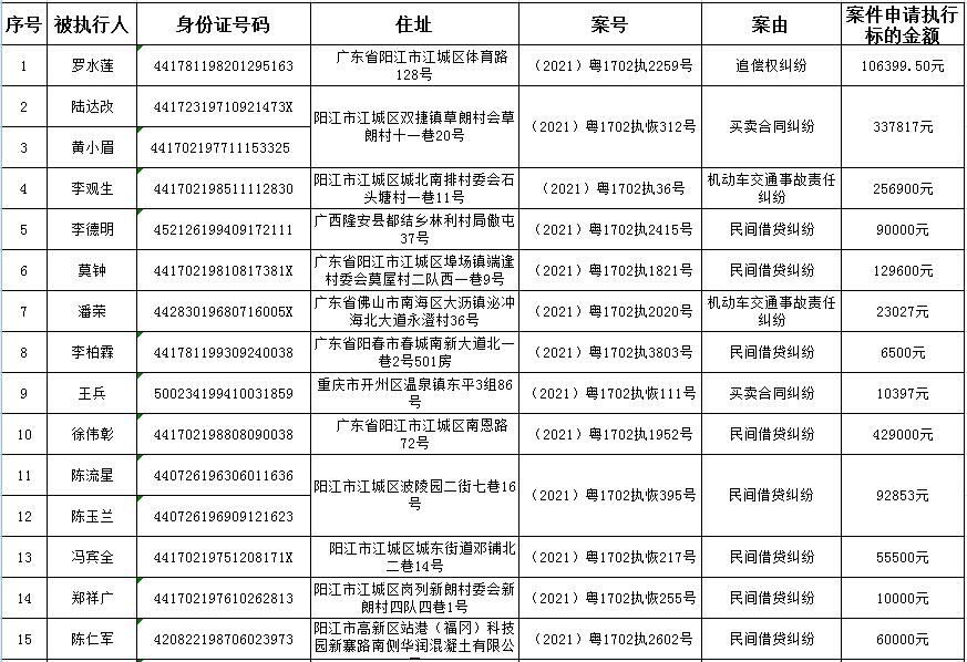 廣東陽江最新老賴名單公布，失信行為的警示與反思